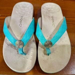 Vionic Women's Aqua Sandals with Gold Accent